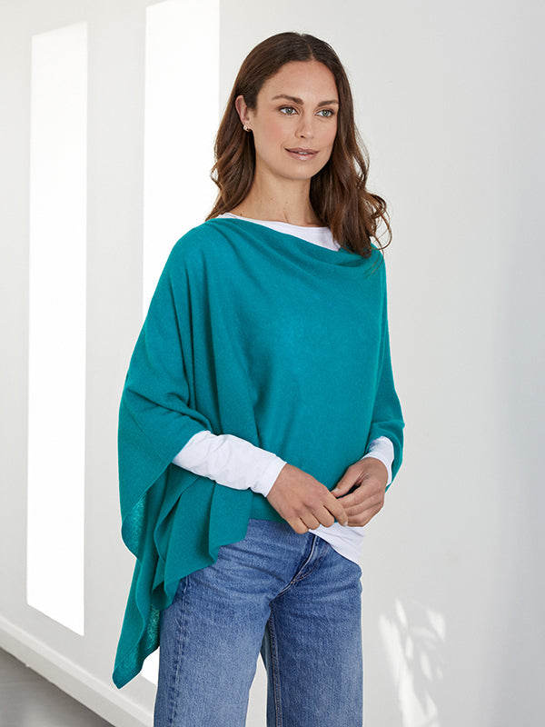 lucy 4-way cashmere poncho - teal