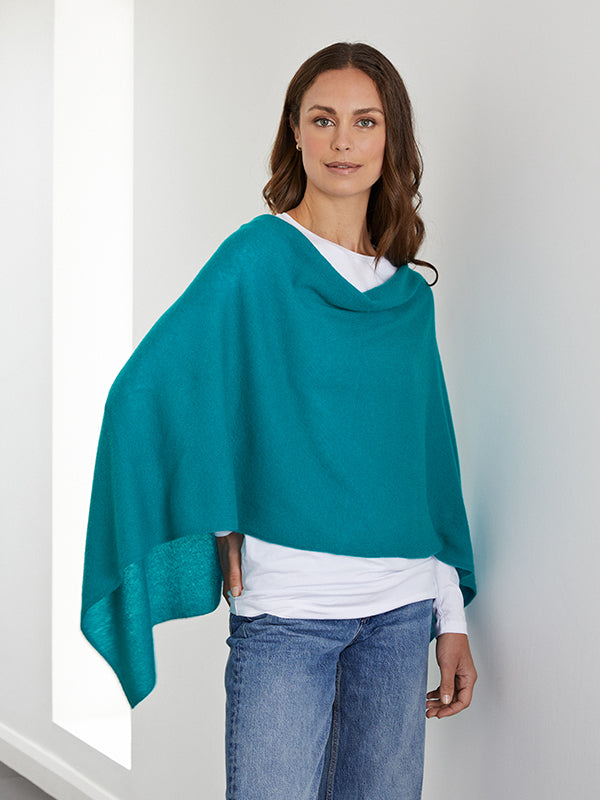 lucy 4-way cashmere poncho - teal