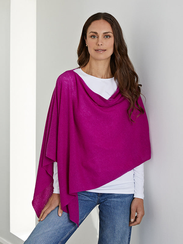 lucy 4-way cashmere poncho - berry