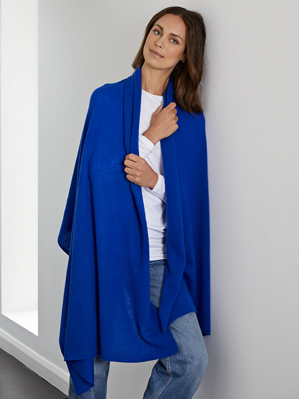 lola cashmere travel wrap - cobalt