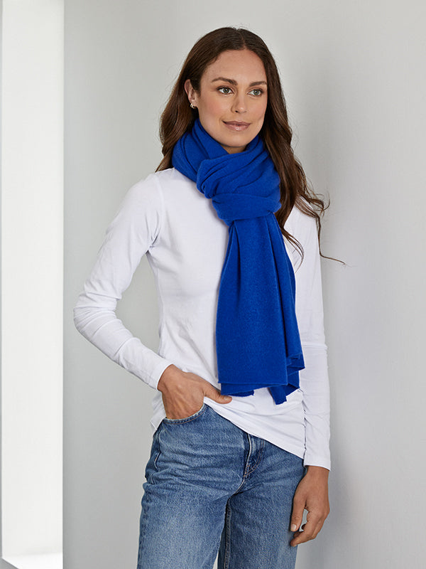 lola cashmere travel wrap - cobalt