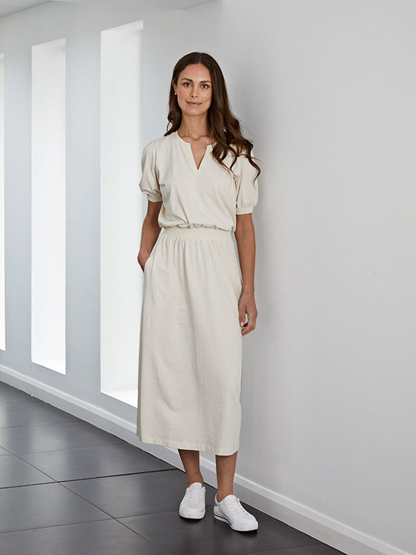 cuba midi dress with pockets - stone