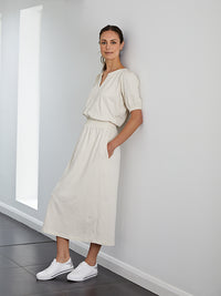 cuba midi dress with pockets - stone