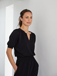 cuba midi dress with pockets - black