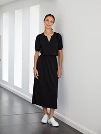 cuba midi dress with pockets - black