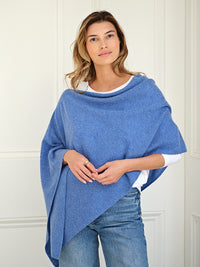 lucy 4-way cashmere poncho (PRE-ORDER) - blue jean
