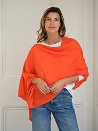 lucy 4-way cashmere poncho - aperol orange