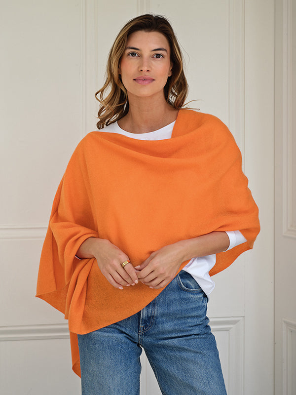 lucy 4-way cashmere poncho - soft orange