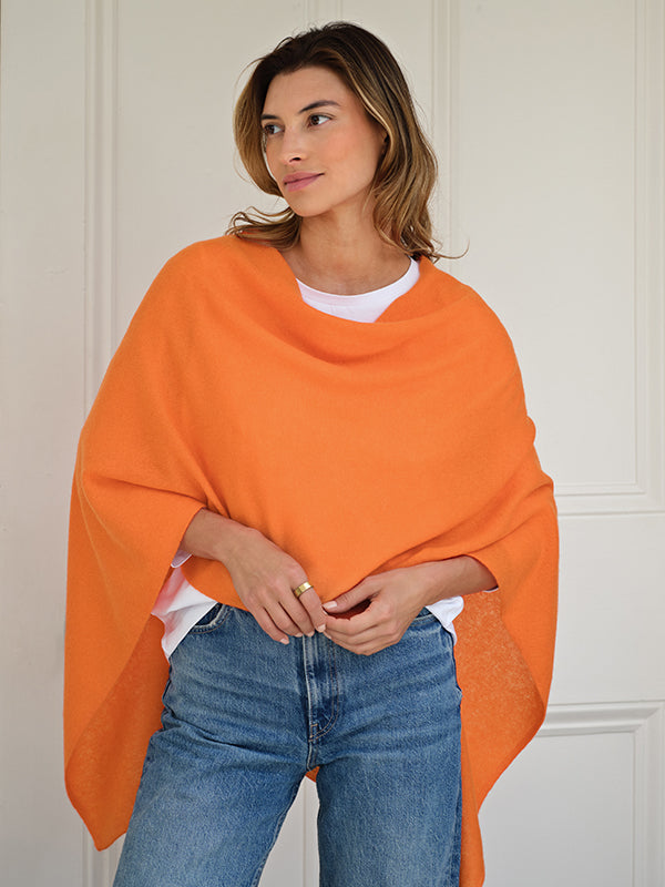 lucy 4-way cashmere poncho - soft orange