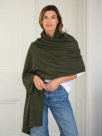 lola cashmere travel wrap - olive green