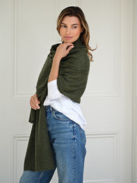 lola cashmere travel wrap - olive green