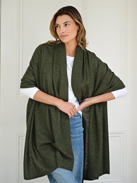 lola cashmere travel wrap - olive green