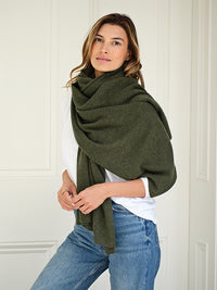 lola cashmere travel wrap - olive green