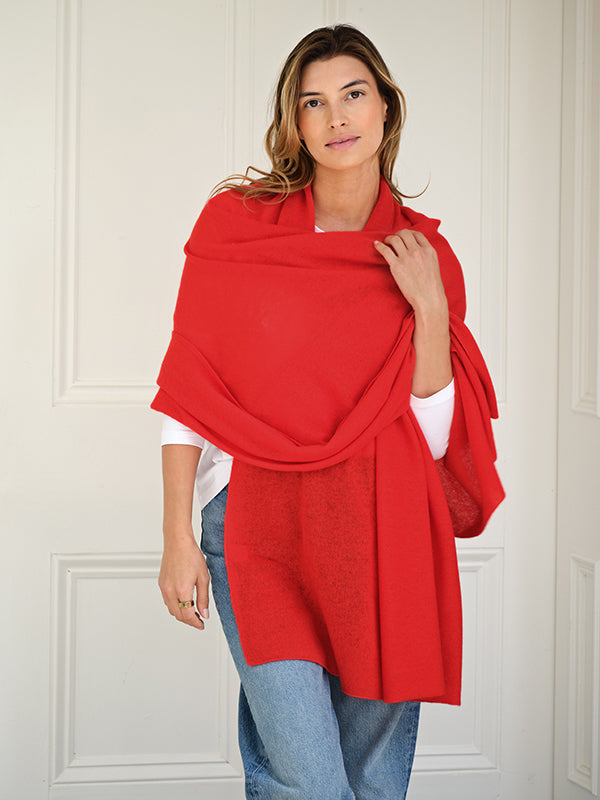 lola cashmere travel wrap - red