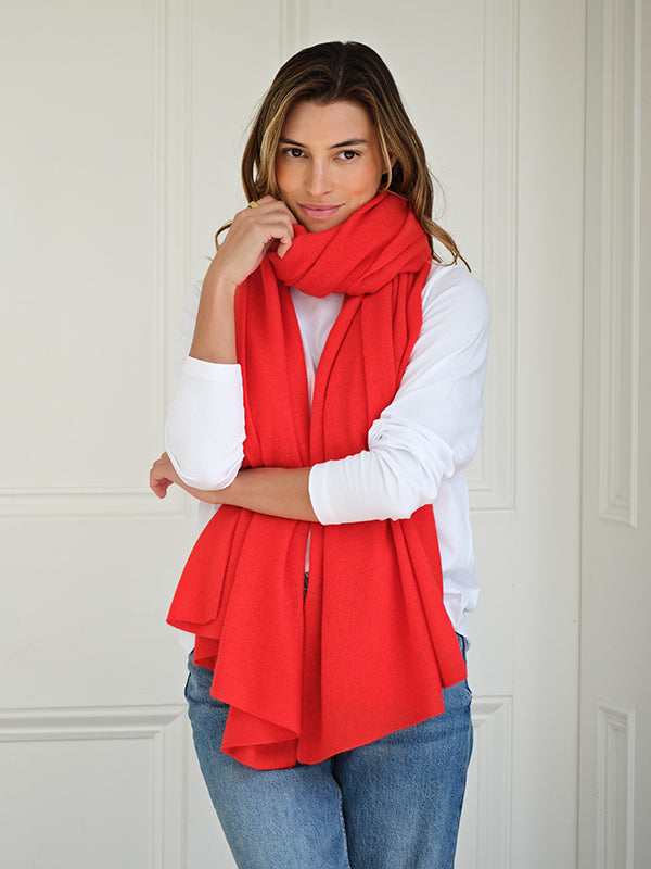 lola cashmere travel wrap - red