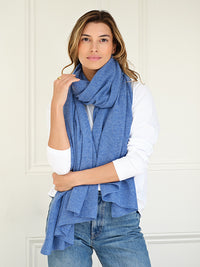 lola cashmere travel wrap - blue jean
