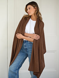 lola cashmere travel wrap - cocoa brown