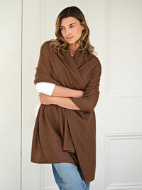 lola cashmere travel wrap - cocoa brown