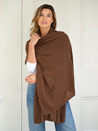 lola cashmere travel wrap - cocoa brown