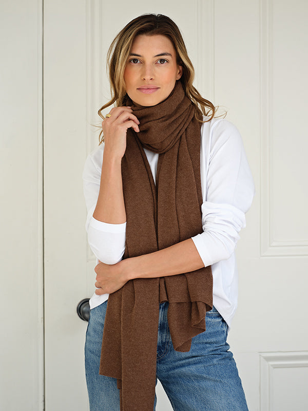 lola cashmere travel wrap - cocoa brown