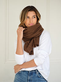 lola cashmere travel wrap - cocoa brown