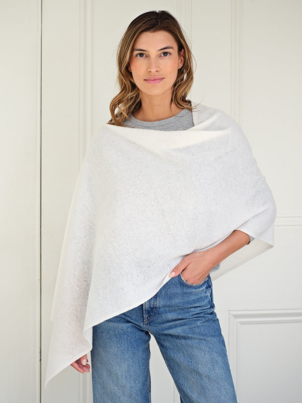 lucy 4-way cashmere poncho - white