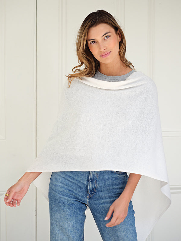 lucy 4-way cashmere poncho - white