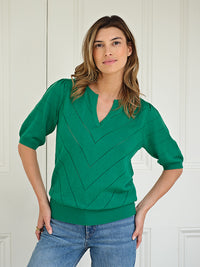 celine pointelle top - green