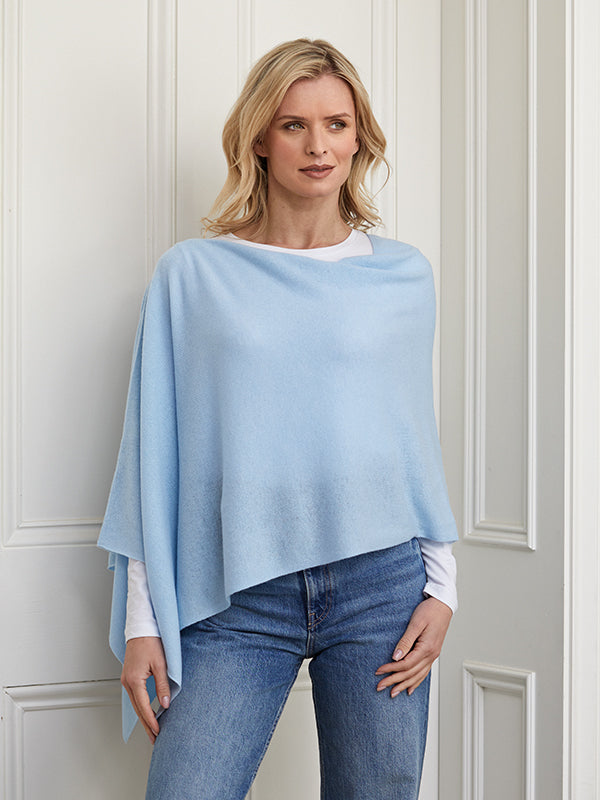 lucy 4-way cashmere poncho - pale blue