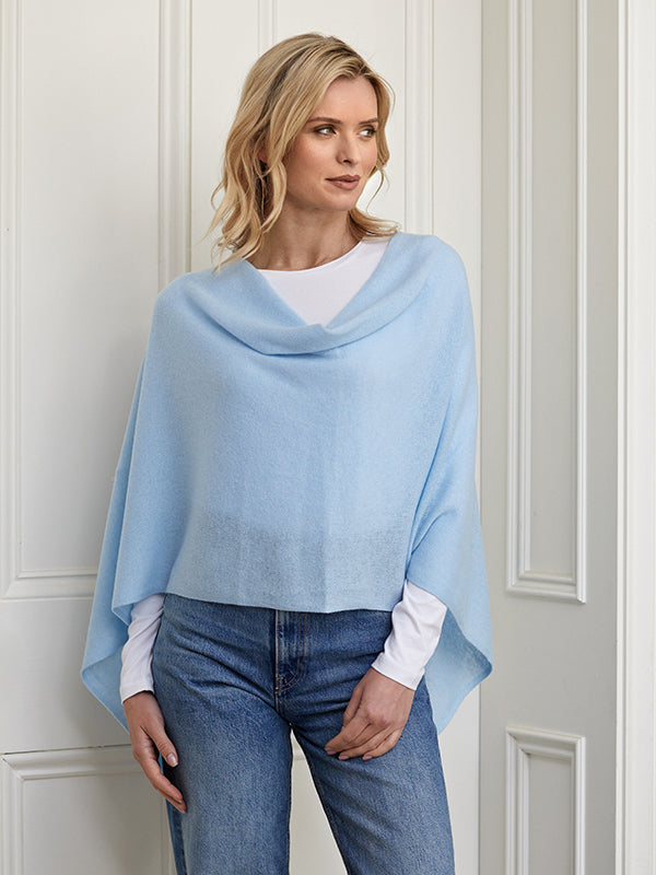 lucy 4-way cashmere poncho - pale blue