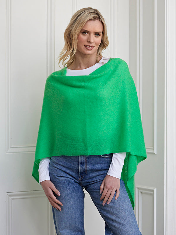 lucy 4-way cashmere poncho - apple green