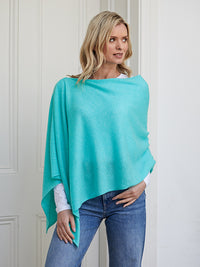 lucy 4-way cashmere poncho - aqua
