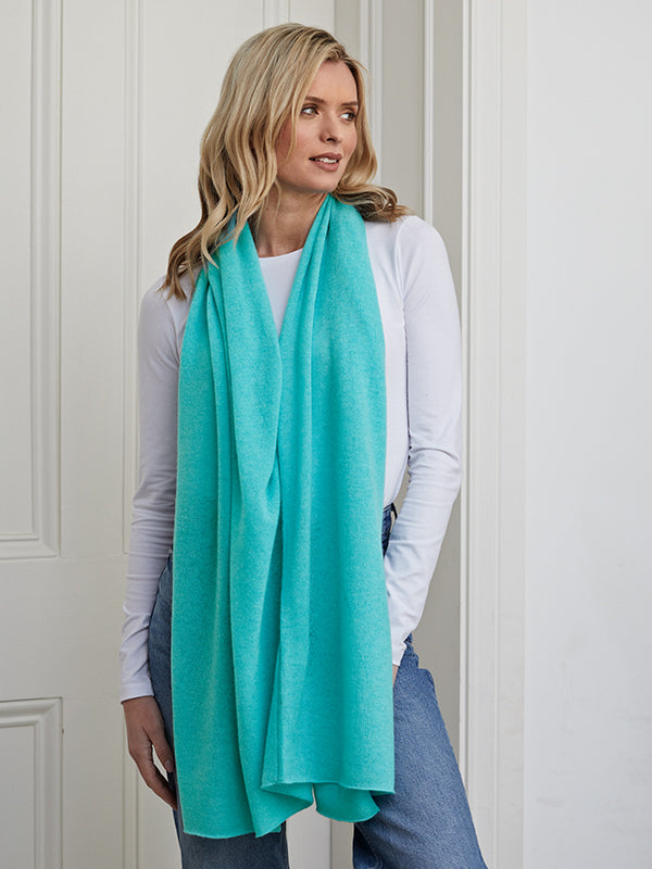 lucy 4-way cashmere poncho - aqua