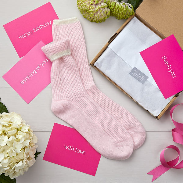 letterbox gift cashmere pink bed socks