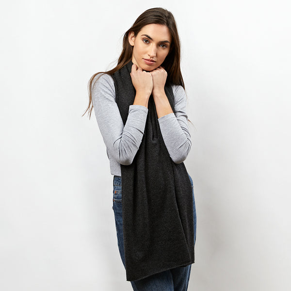 Lucy charcoal cashmere poncho