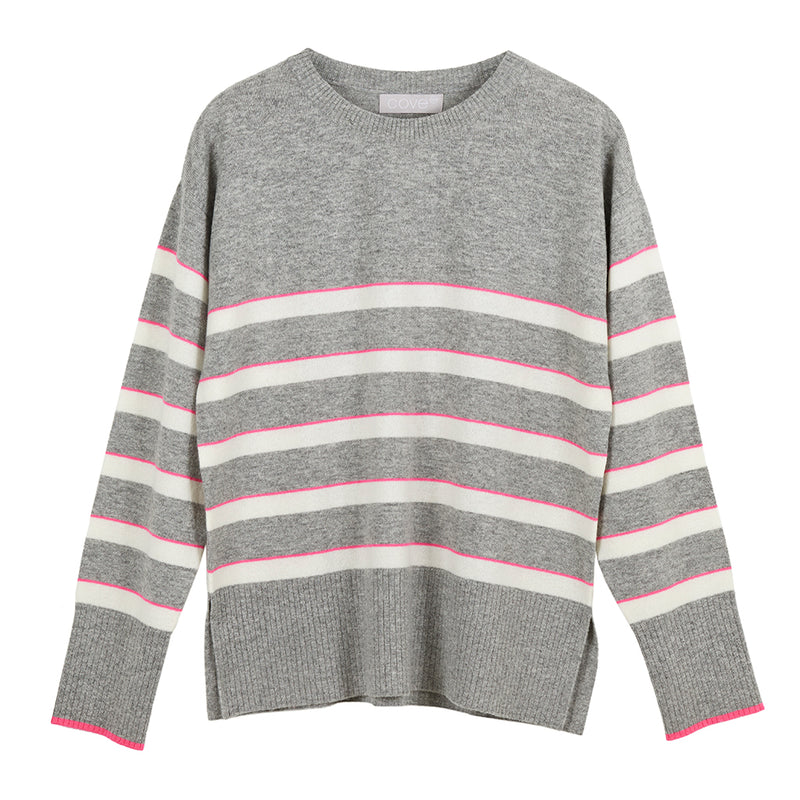 nina breton stripe jumper - grey