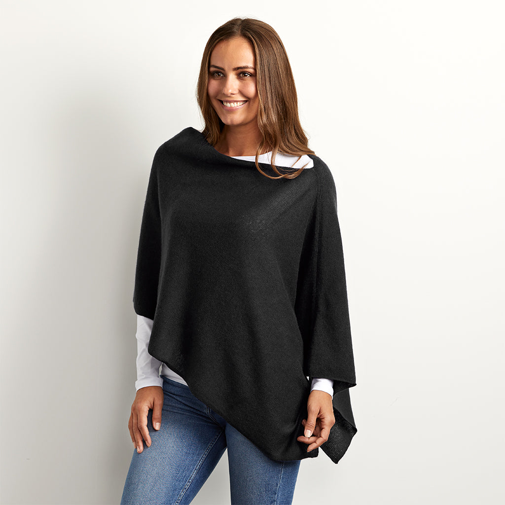 Lucy charcoal cashmere poncho