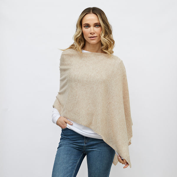 lucy oatmeal 4-way cashmere poncho